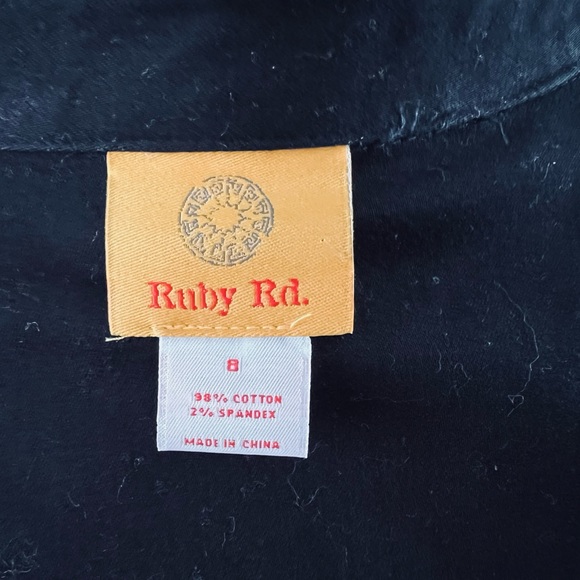 Ruby Rd. Black Jacket with Red Piping & Appliqués around Peplum.  Size 8 - Picture 2 of 6